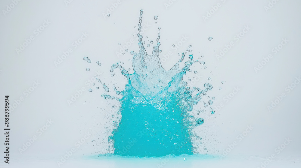 Isolated dynamic splash of blue water spray on white background.Drops and squirt to bring a refreshing and energetic element to your projects. Isolated dynamic splash of blue water spray on white background.Drops and squirt to bring a refreshing and energetic element to your projects.