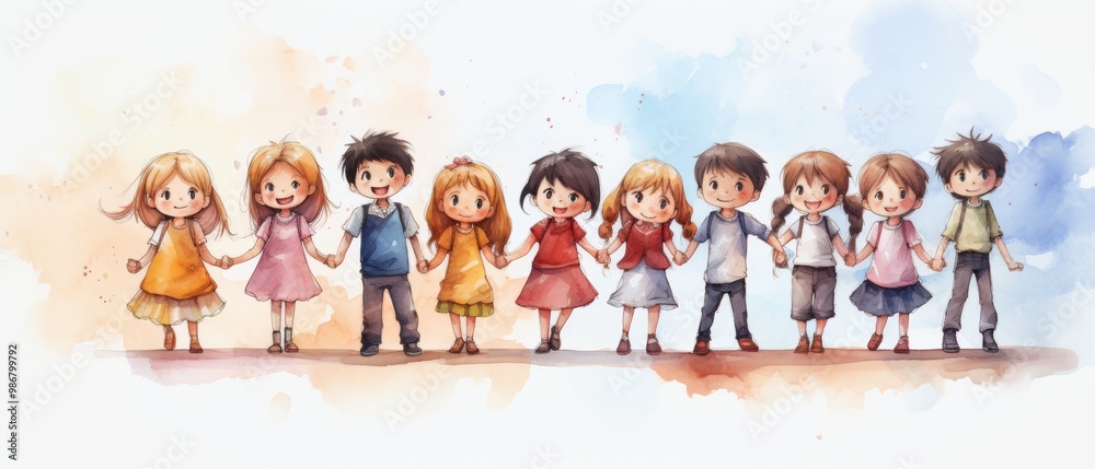 Fototapeta premium Joyful Children Celebrating Together in a Colorful Scene