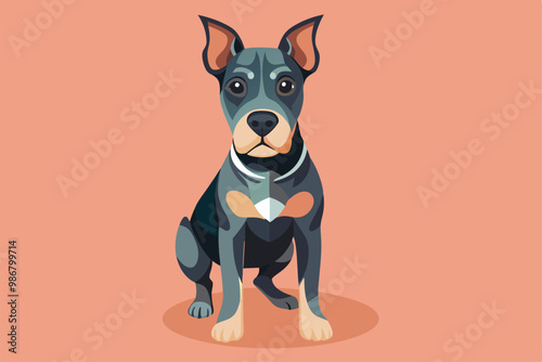 A friendly dog with unique colors sits patiently, showcasing customizable features for personalization, Customizable illustration of a good dog