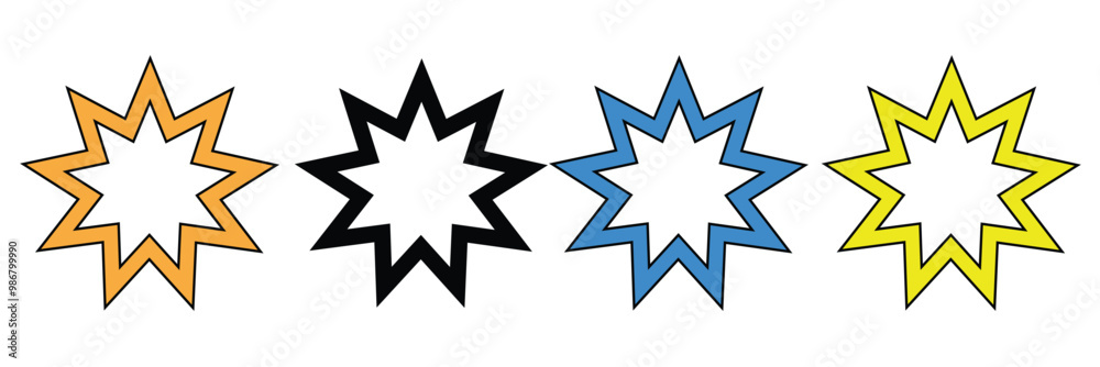 Fototapeta premium Bahai Vector Symbol. bahai outline icon. Linear vector from religion concept. 