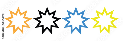 baha'i bahai. bahaism. Bahai star Religious symbol sign icon symbol ui and ux design, glyphs and stroke line icon.