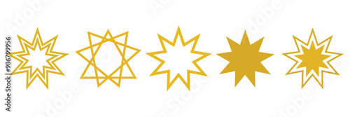 Bahai Vector Symbol. bahai outline icon. Linear vector from religion concept. 