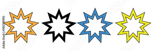 Bahai Vector Symbol. bahai outline icon. Linear vector from religion concept. 