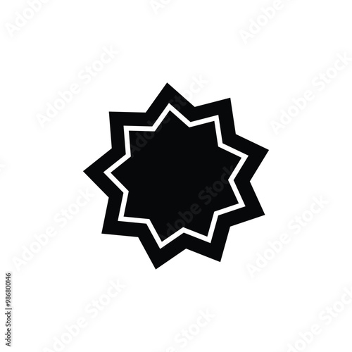 Bahai star. Black linear Bahai symbol. Religious symbol of Bahaism. Vector illustration.