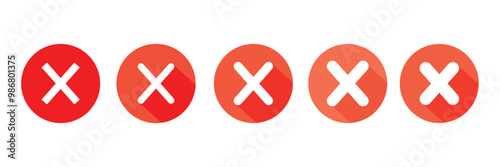 Red Close icon set vector. Delete icon vector. cross sign.