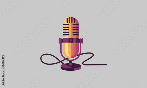 Vintage microphone with a vibrant gradient background.
