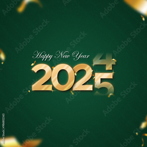 Numeric Happy New Year 2025 Greeting Template for social media with fully editable text and font