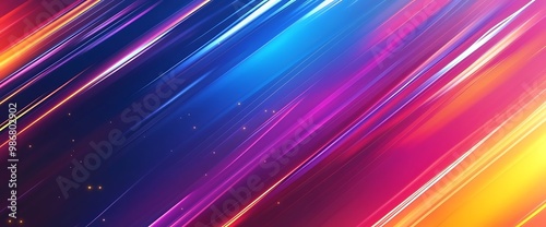 Abstract background with colorful diagonal stripes and glowing lights.