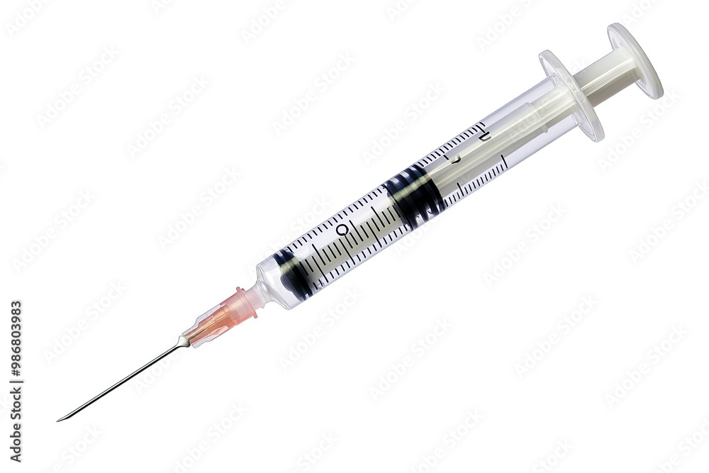 A close-up of a medical syringe with a clear barrel and fine needle, used for injections and vaccinations in healthcare settings. A close-up of a medical syringe with a clear barrel and fine needle, used for injections and vaccinations in healthcare settings.