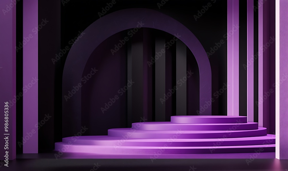 Abstract Purple Geometric Background with a Circular Platform Abstract Purple Geometric Background with a Circular Platform