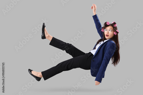 Funny shocked Asian busines...