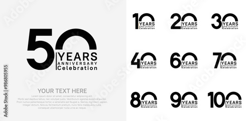 anniversary logotype style with black color can be use for company celebration event