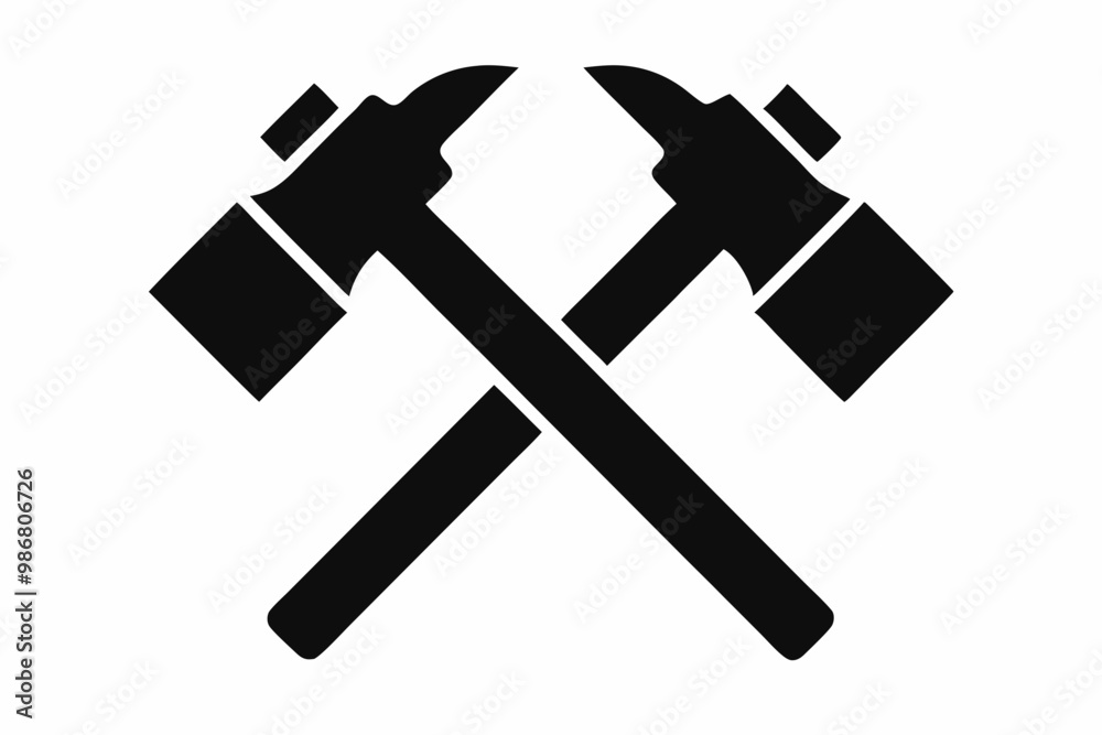 Two crossed hammer vector silhouette, Two crossed hammer icon Two crossed hammer vector silhouette, Two crossed hammer icon