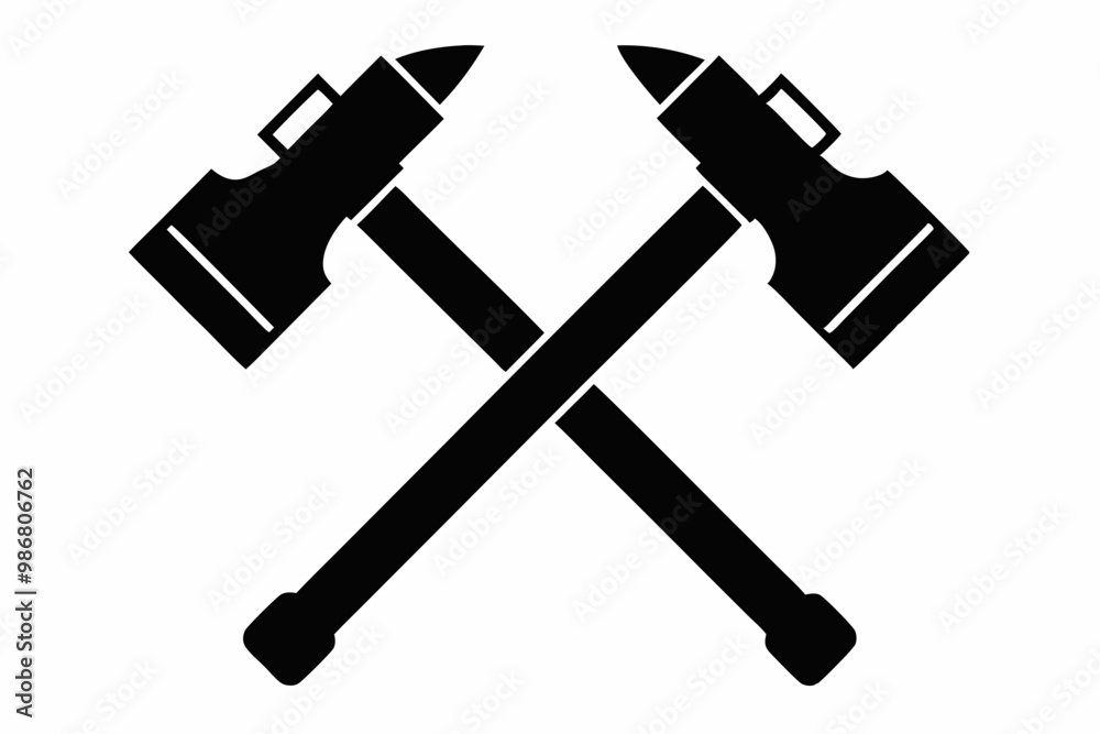 Two crossed hammer vector silhouette, Two crossed hammer icon Two crossed hammer vector silhouette, Two crossed hammer icon