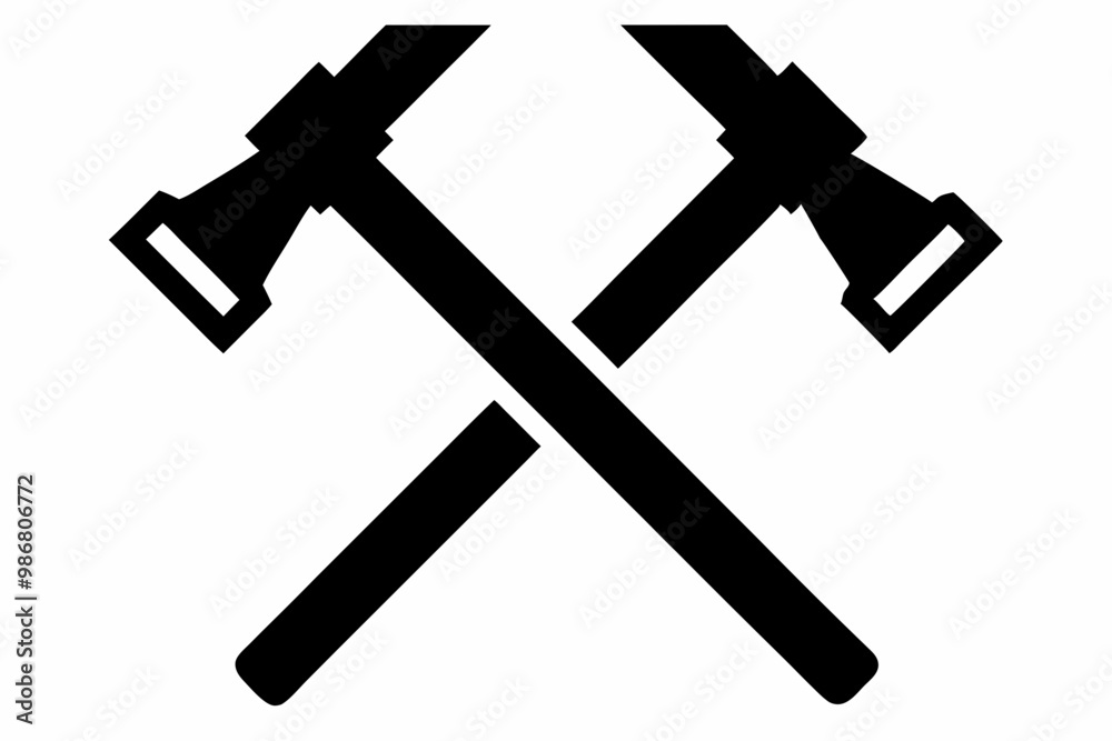 Two crossed hammer vector silhouette, Two crossed hammer icon Two crossed hammer vector silhouette, Two crossed hammer icon