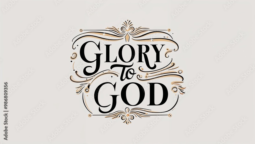 Glory to God decorative design lettering on plain white background Glory to God decorative design lettering on plain white background