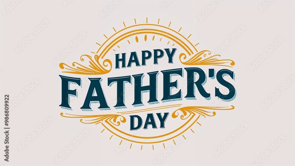 Obraz premium happy fathers day decorative design lettering on plain white background