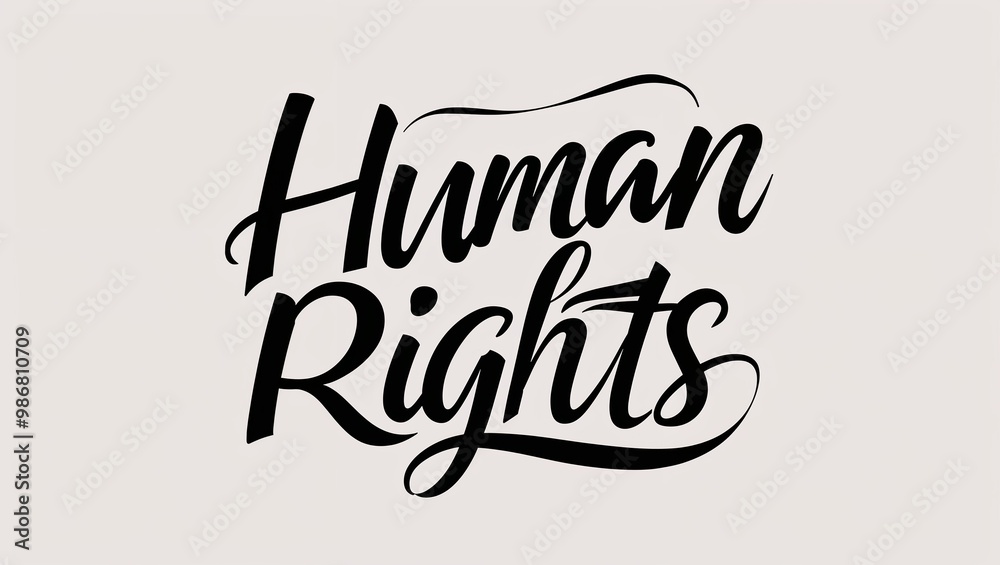 human rights calligraphy lettering black ink on plain white background human rights calligraphy lettering black ink on plain white background