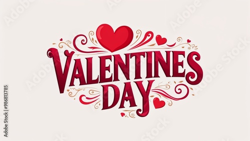 valentines day decorative design lettering on plain white background