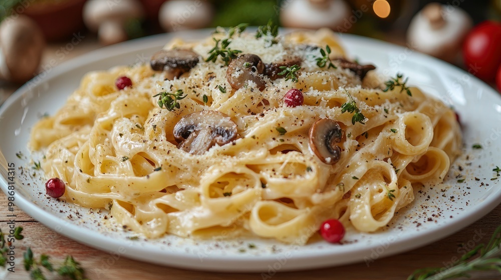 Creamy Mushroom Pasta with Thyme and Parmesan Creamy Mushroom Pasta with Thyme and Parmesan