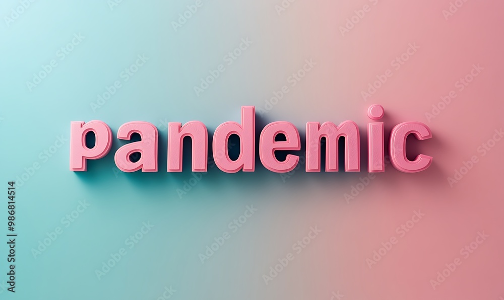 Pink 3D Word 'Pandemic' on a Gradient Background Pink 3D Word 'Pandemic' on a Gradient Background