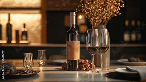 Wallpaper Mural  a premium wine opener set displayed in augmented reality, with corkscrew types, material details, and accessory options in a classy dining room Torontodigital.ca