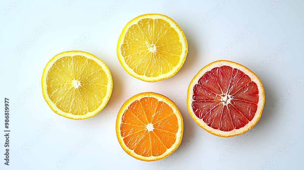 Round citrus slices isolated on white background Round citrus slices isolated on white background