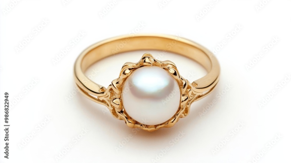 Baroque pearl ring in an intricate gold setting, perfect for vintage lovers Baroque pearl ring in an intricate gold setting, perfect for vintage lovers