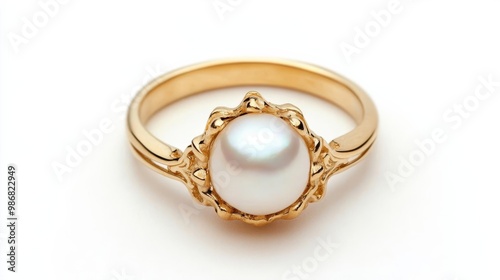 Baroque pearl ring in an intricate gold setting, perfect for vintage lovers