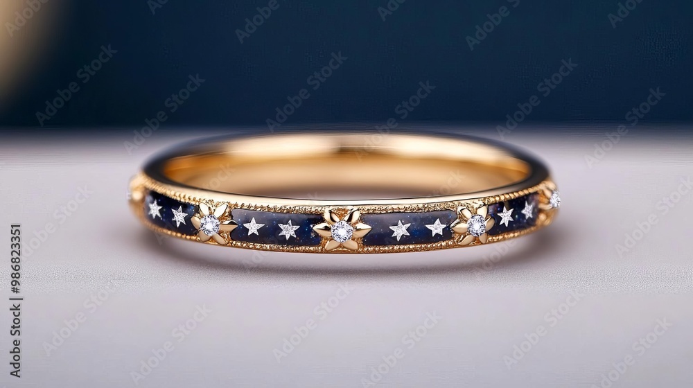 Celestial-themed ring with stars and moons, capturing a dreamy and cosmic feel Celestial-themed ring with stars and moons, capturing a dreamy and cosmic feel