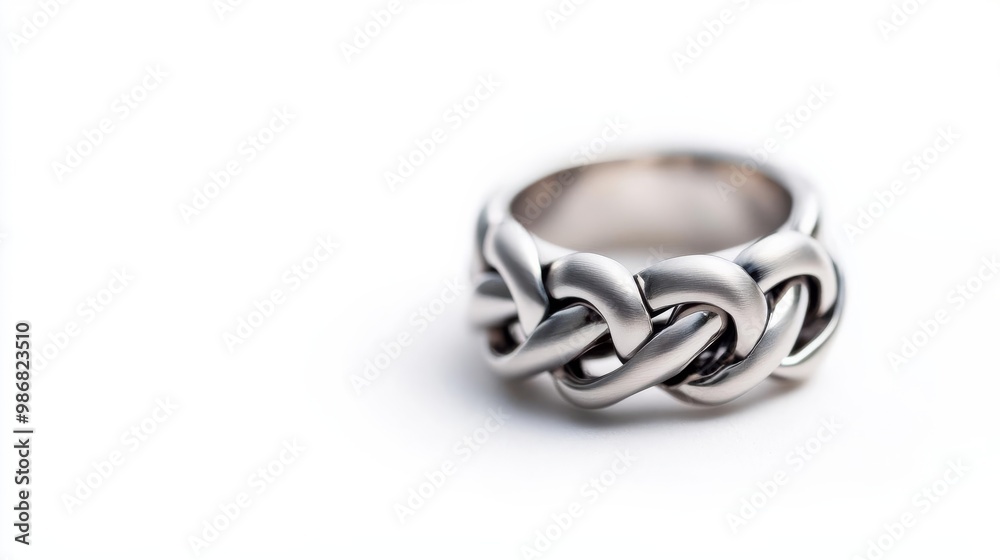 Chainmail-inspired ring with metallic links, creating a bold and avant-garde look Chainmail-inspired ring with metallic links, creating a bold and avant-garde look
