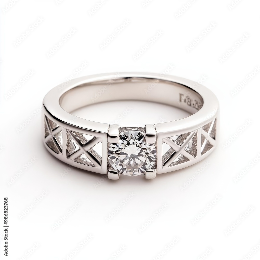 Diamond lattice ring with geometric precision, creating a luxurious statement Diamond lattice ring with geometric precision, creating a luxurious statement