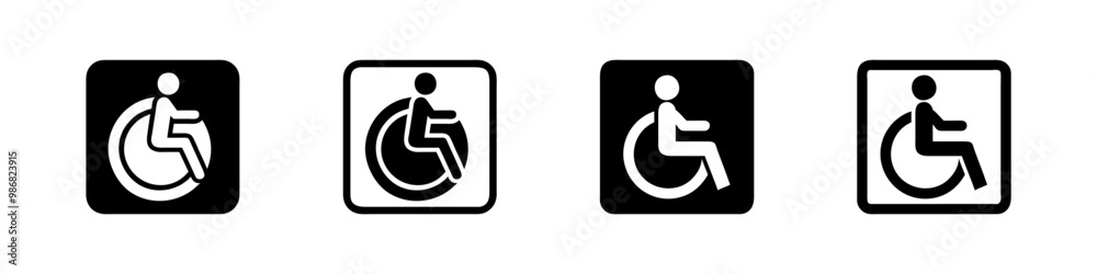 Disabled icons, Wheelchair symbols, handicapped access signs set. Wheelchair, handicapped access sign or symbols. Disabled handicap icons. Wheelchair icon symbol set Disabled icons, Wheelchair symbols, handicapped access signs set. Wheelchair, handicapped access sign or symbols. Disabled handicap icons. Wheelchair icon symbol set