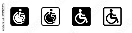 Disabled icons, Wheelchair symbols, handicapped access signs set. Wheelchair, handicapped access sign or symbols. Disabled handicap icons. Wheelchair icon symbol set