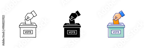 Hand voting ballot box icon, Election Vote concept, Vector illustration on white background