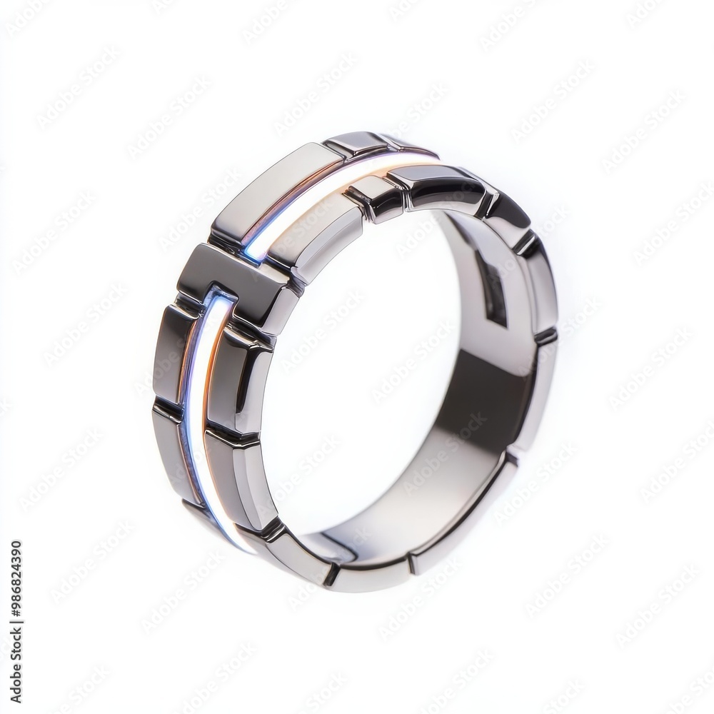 Futuristic ring with LED-inspired details, perfect for a tech-forward look Futuristic ring with LED-inspired details, perfect for a tech-forward look