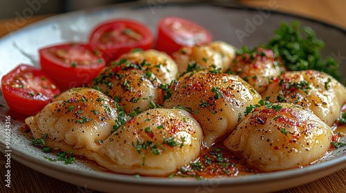 Delicious Dumplings with Chili Oil and Parsley