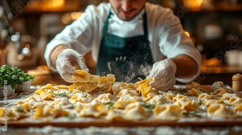 Chef Preparing Fresh Homemade Pasta