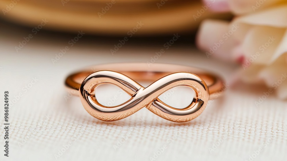 Infinity knot ring in rose gold, representing endless possibilities Infinity knot ring in rose gold, representing endless possibilities