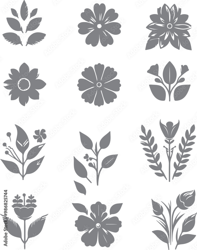 Fototapeta premium Creative Botanical Elements Vector Design Collection