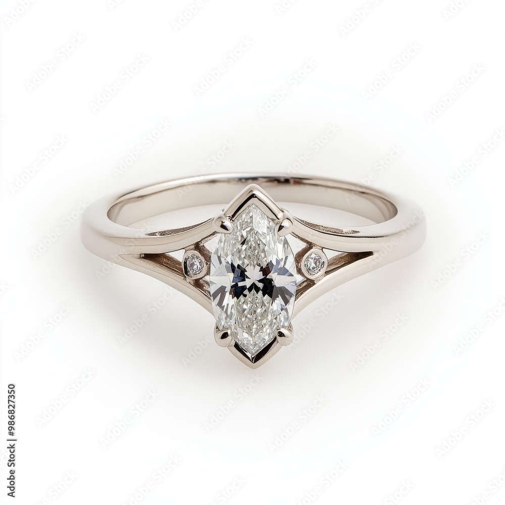 Split-shank ring with a marquise diamond, combining tradition with innovation Split-shank ring with a marquise diamond, combining tradition with innovation