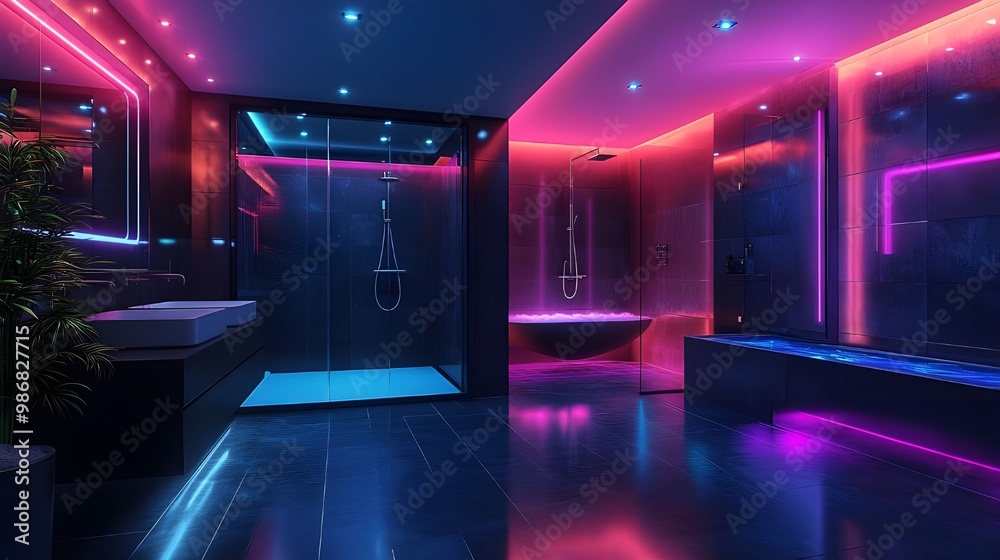 luxury bathroom interior design with bathtub, Modern, Elegance, Stylish Mid-Century Bathroom Design with Dark Aesthetic, architecture design, real estate housing project design luxury bathroom interior design with bathtub, Modern, Elegance, Stylish Mid-Century Bathroom Design with Dark Aesthetic, architecture design, real estate housing project design