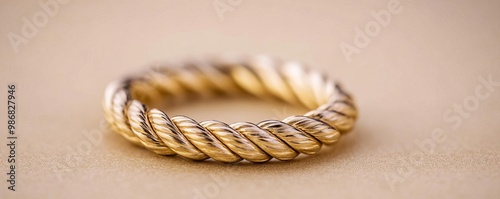 Twisted rope ring with a nautical theme, embodying adventure and wanderlust photo