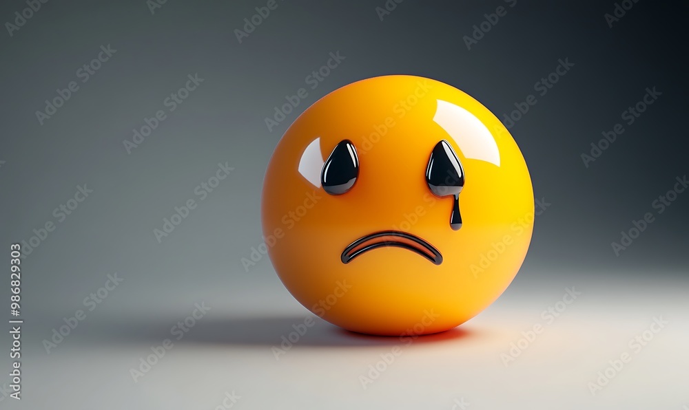Fototapeta premium 3D Rendered Crying Emoji on Grey Background