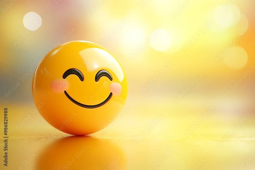 Smiling Emoji on Yellow Background Smiling Emoji on Yellow Background