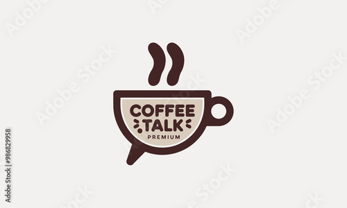 Modern coffee cup logo with text for a cafe brand.