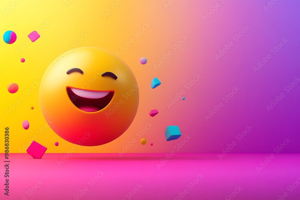 Fototapeta premium Smiling Emoji in a Colorful 3D Environment