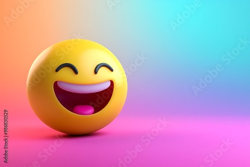 Laughing Emoji on a Colorful Gradient Background