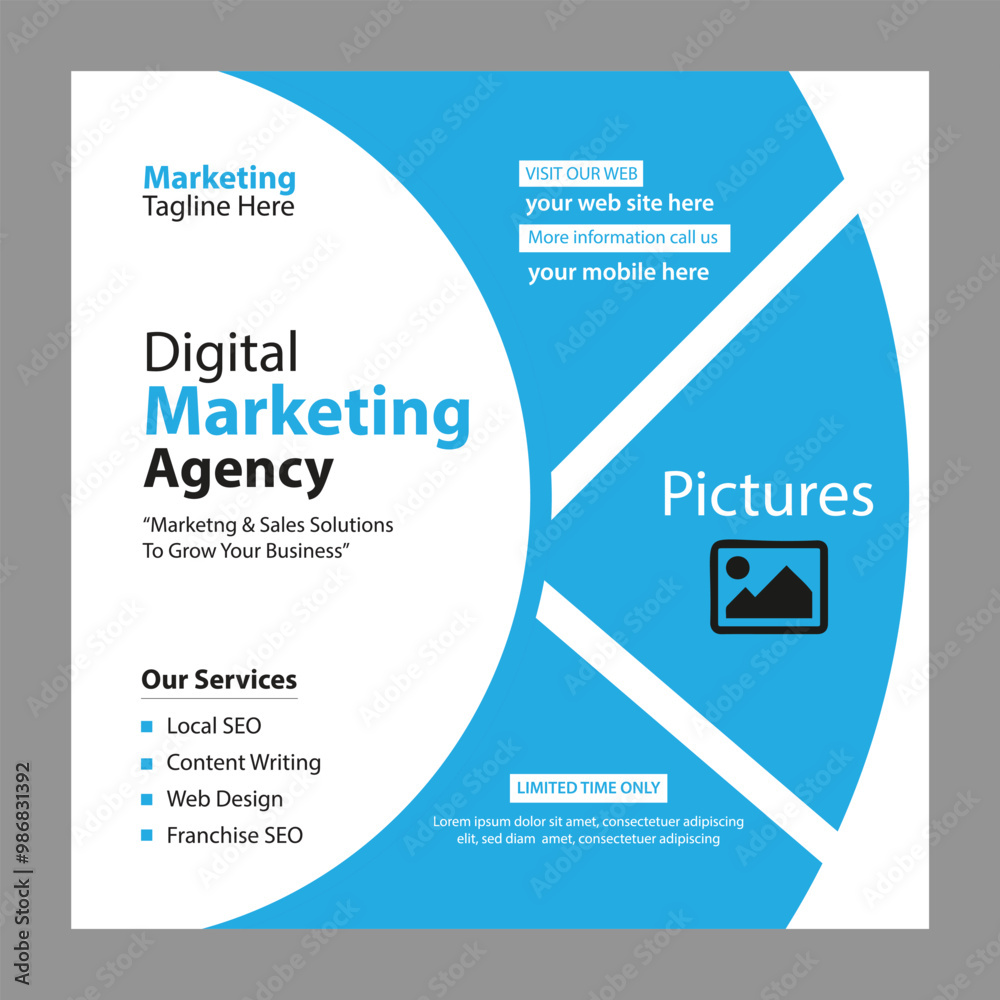 Fototapeta premium Digital marketing agency and Business social media post template design.