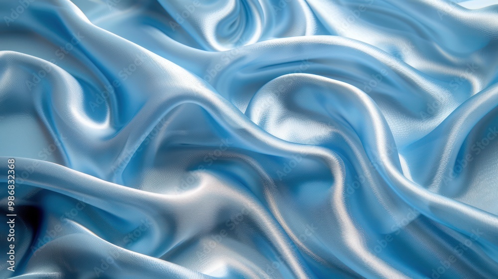 Silky Waves: Luxurious Sky Blue Fabric Texture for Elegant Product Background Silky Waves: Luxurious Sky Blue Fabric Texture for Elegant Product Background